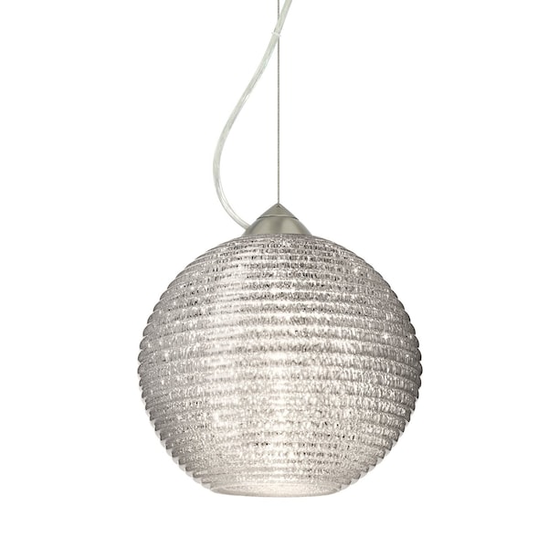 Besa Lighting Kristall 8 Cord Pendant, Glitter, Satin Nickel Finish, 1x60W Incandescent 1KX-4616GL-SN - main